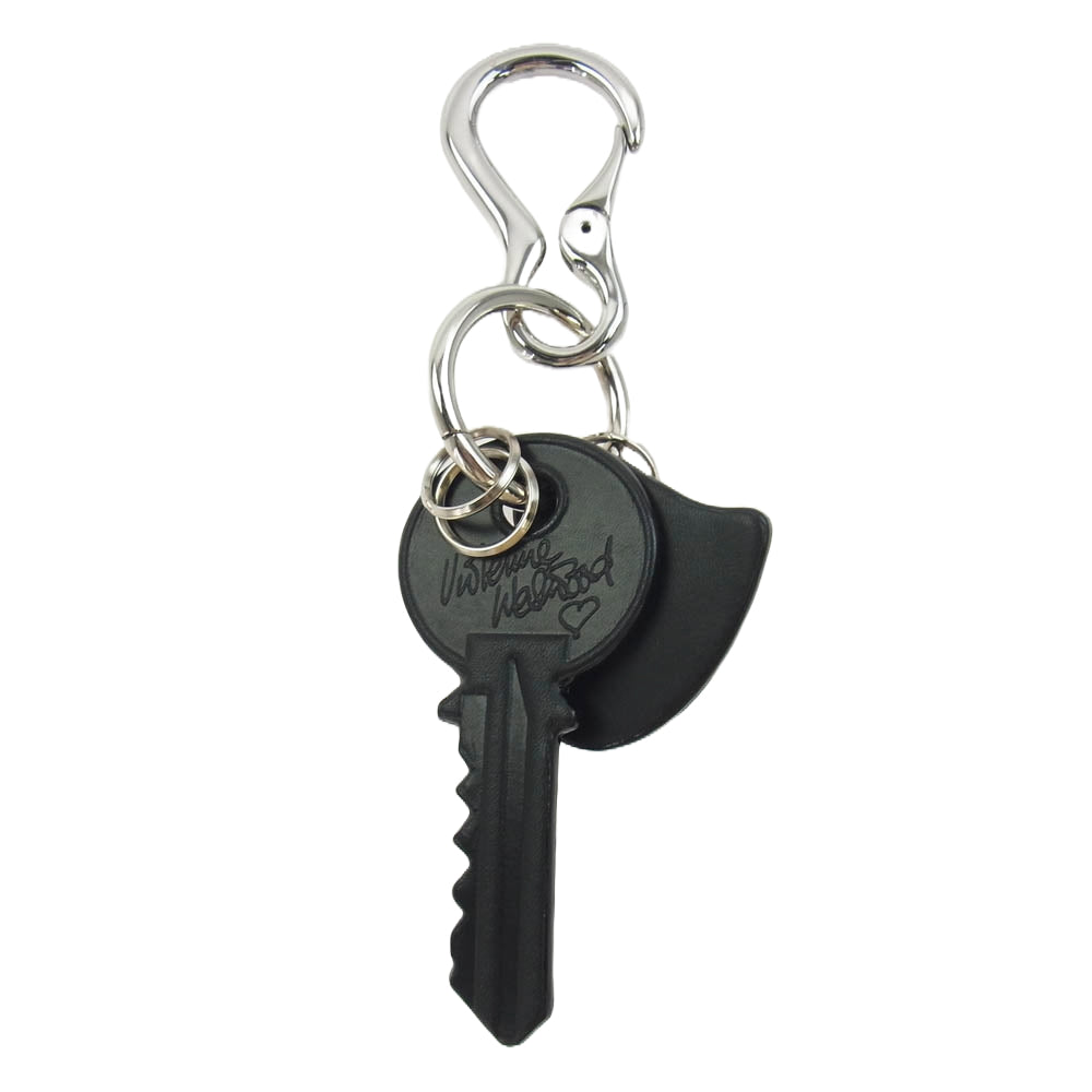Vivienne Westwood ヴィヴィアンウエストウッド KEY CHARM レザー キーチェーン キーリング シルバー系 ブラック系【美品】【中古】