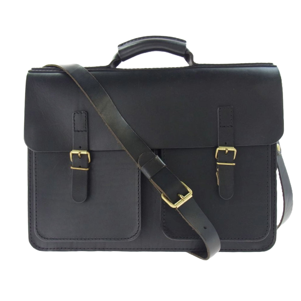 HERZ ヘルツ 2WAY レザー ビジネスバッグ ショルダーバッグ ブラック系【中古】