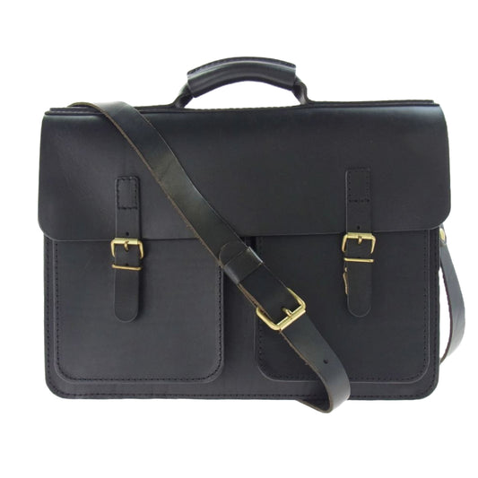 HERZ ヘルツ 2WAY レザー ビジネスバッグ ショルダーバッグ ブラック系【中古】