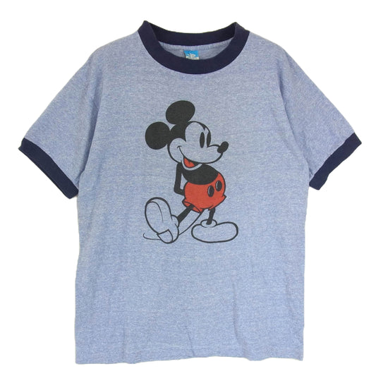 ヴィンテージ 80's Disney ディズニー ミッキーマウス リンガー Ｔシャツ 半袖 カットソー ブルー系 L【中古】