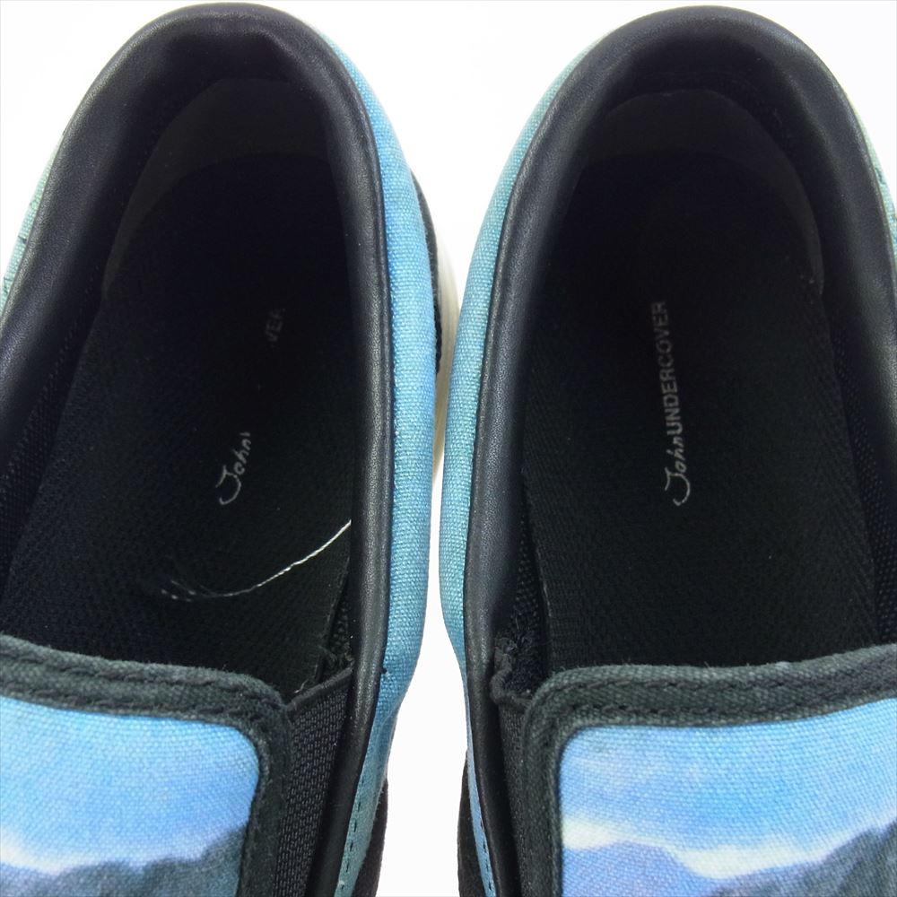 UNDERCOVER アンダーカバー 19S JUW4F01-1 John UNDERCOVER WITCH キャンバス スリッポン スニーカー ブルー系 マルチカラー系 Lサイズ【中古】
