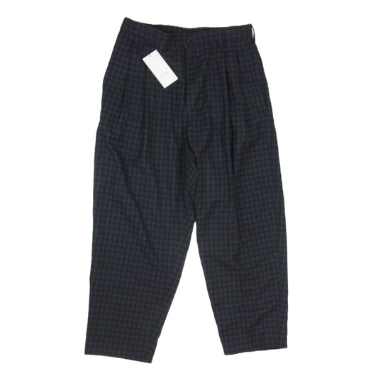 KUON クオン 190PT01G200 Gingham Wool Poly Pleated Pants チェック パンツ ブラック系 M【中古】