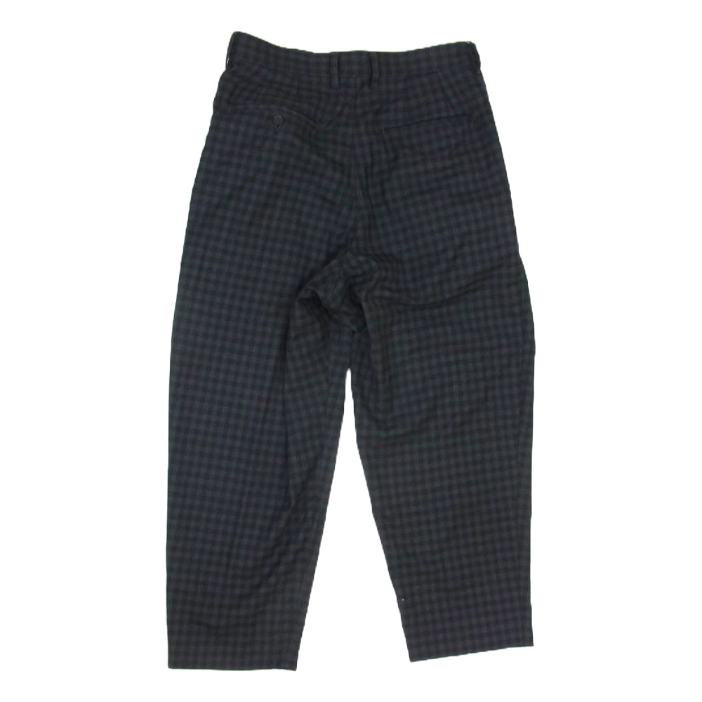 KUON クオン 190PT01G200 Gingham Wool Poly Pleated Pants チェック パンツ ブラック系 M【中古】