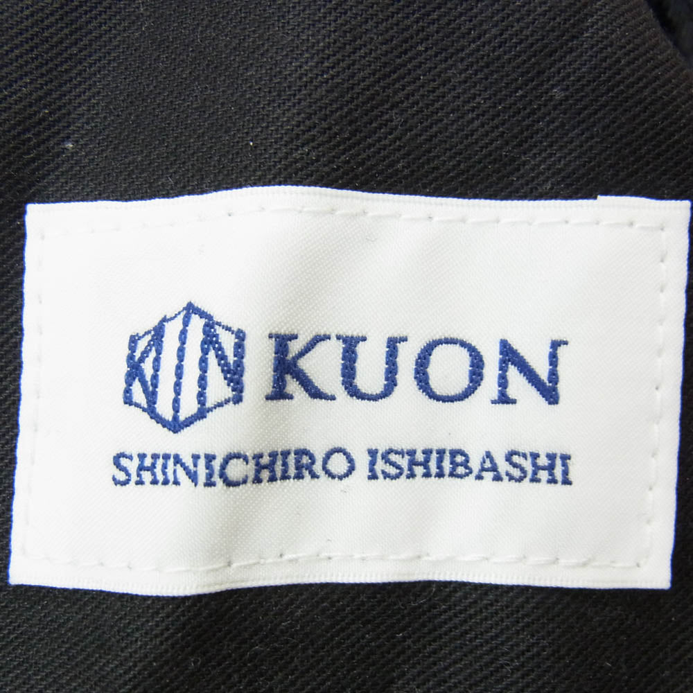 KUON クオン 190PT01G200 Gingham Wool Poly Pleated Pants チェック パンツ ブラック系 M【中古】