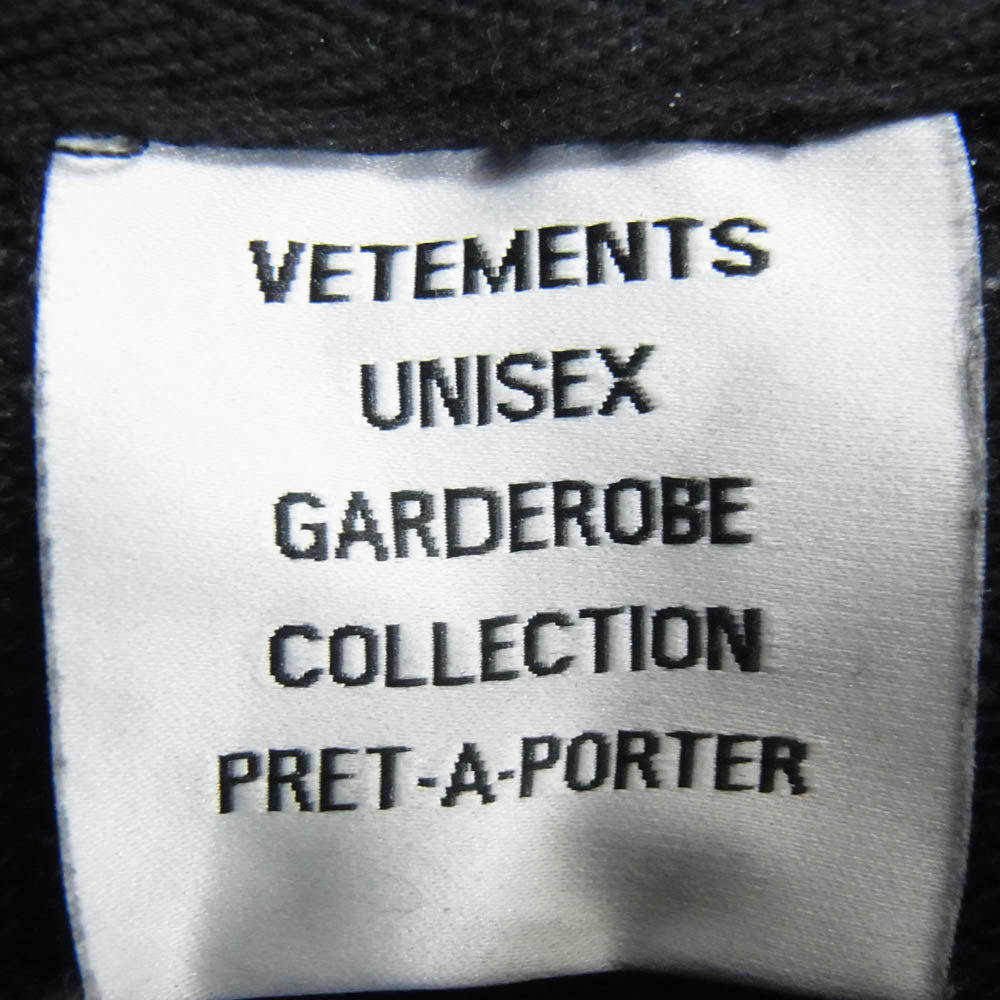 VETEMENTS ヴェトモン UE51TR700B ロゴテープ プルオーバー パーカー フーディ ブラック系 XL【中古】
