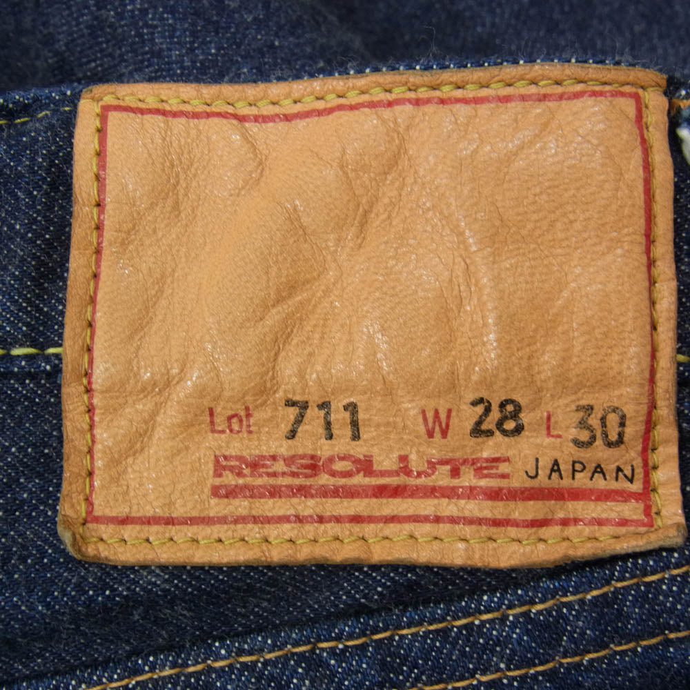 RESOLUTE リゾルト 711 デニム パンツ インディゴ ボタンフライ インディゴブルー系 28【中古】