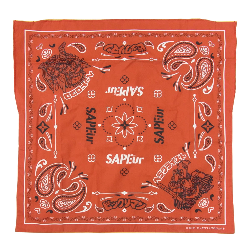 SAPEUR サプール × ビックリマン コラボ バンダナトート バッグ レッド系【中古】
