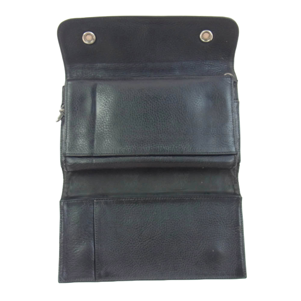 CHROME HEARTS クロムハーツ（原本無） WAVE CROSS BALL ウェーブ ウォレット クロスボタン 長財布 ブラック系【中古】