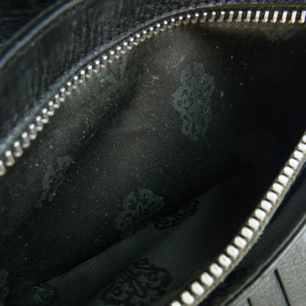 CHROME HEARTS クロムハーツ（原本無） WAVE CROSS BALL ウェーブ ウォレット クロスボタン 長財布 ブラック系【中古】