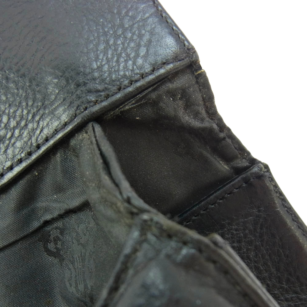 CHROME HEARTS クロムハーツ（原本無） WAVE CROSS BALL ウェーブ ウォレット クロスボタン 長財布 ブラック系【中古】