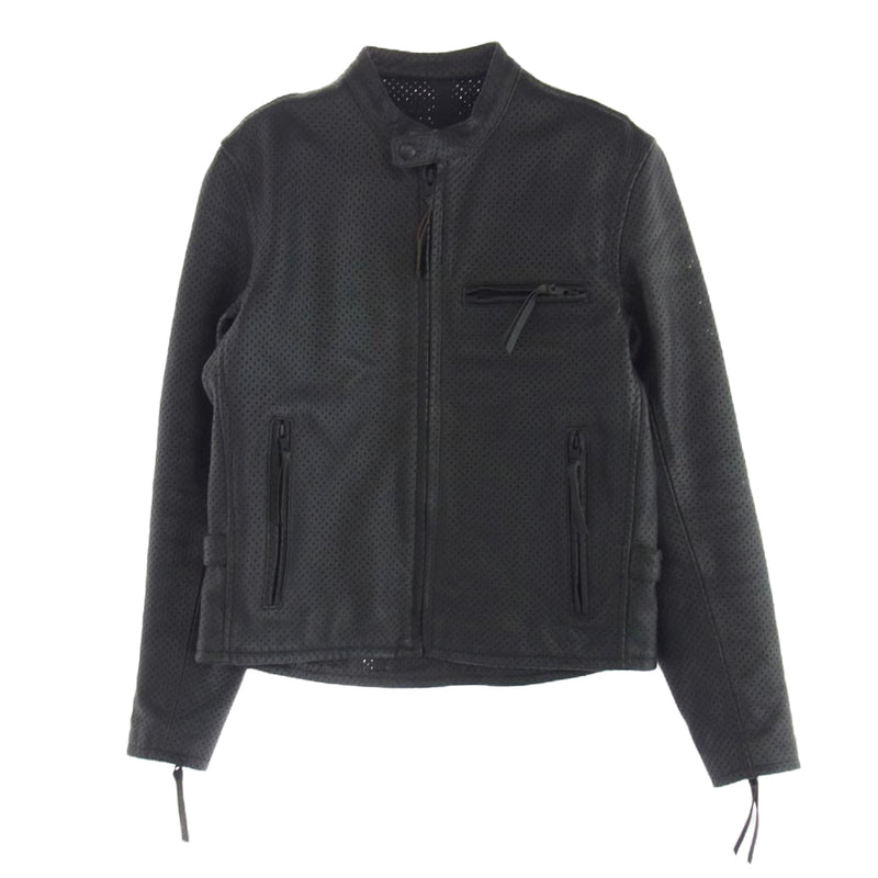KADOYA カドヤ LAXSFP-068 パンチング レザー メッシュ シングル ライダース ジャケット Mサイズ ブラック系 M【中古】