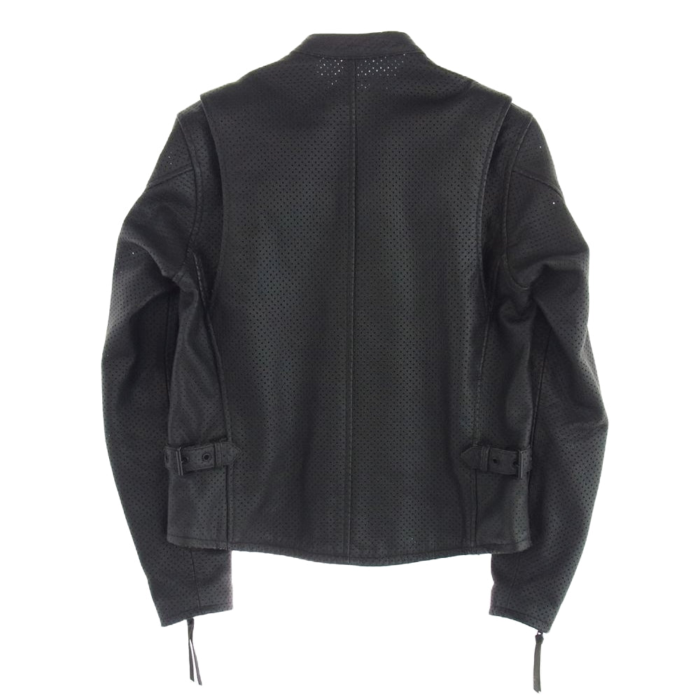 KADOYA カドヤ LAXSFP-068 パンチング レザー メッシュ シングル ライダース ジャケット Mサイズ ブラック系 M【中古】