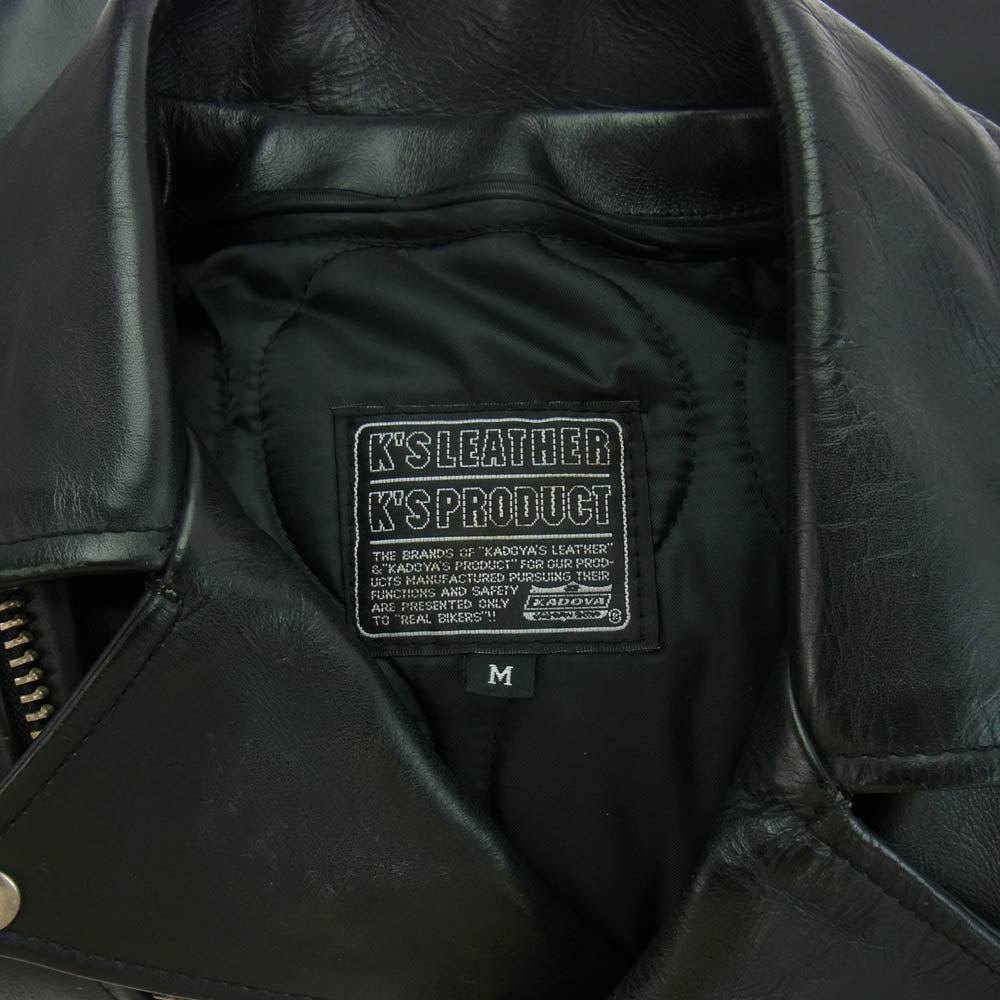 KADOYA カドヤ KYSJFPW1 069 ダブル ライダース ジャケット レザー 牛革 Mサイズ ライナー付き ブラック系 M【中古】