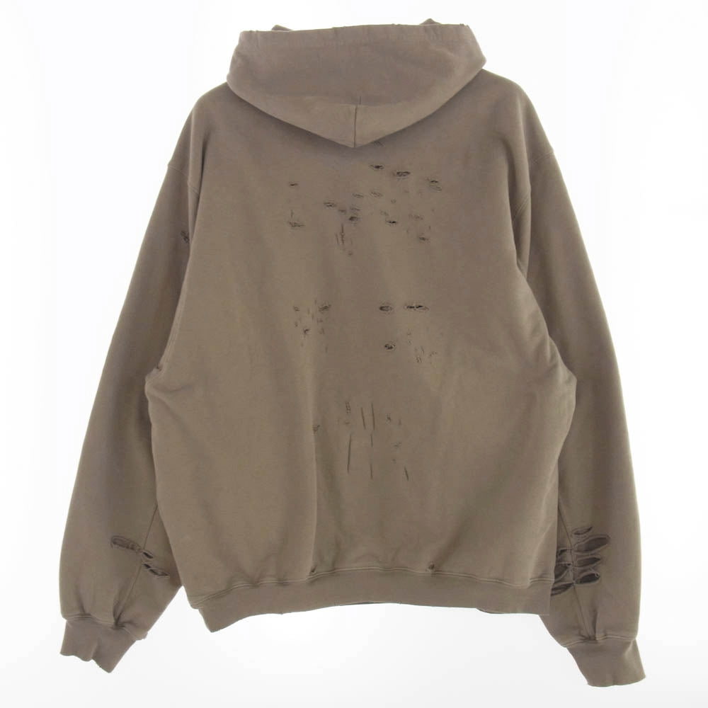 BALENCIAGA バレンシアガ 659403 TKVB6 Destroyed Hoodie デストロイ フーディ ダメージ加工 ロゴプリント プルオーバー パーカー XXS グレー系 XXS【美品】【中古】