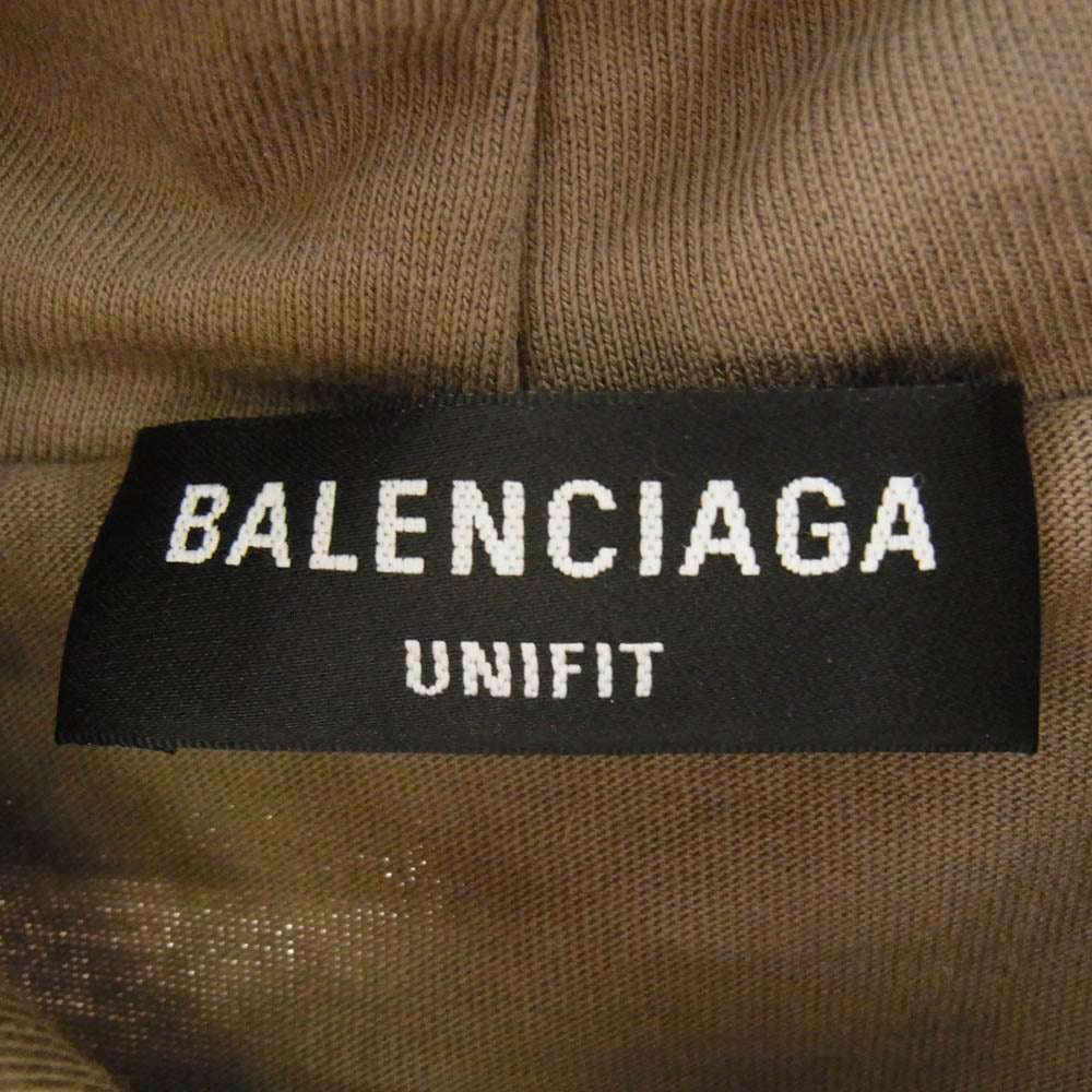 BALENCIAGA バレンシアガ 659403 TKVB6 Destroyed Hoodie デストロイ フーディ ダメージ加工 ロゴプリント プルオーバー パーカー XXS グレー系 XXS【美品】【中古】