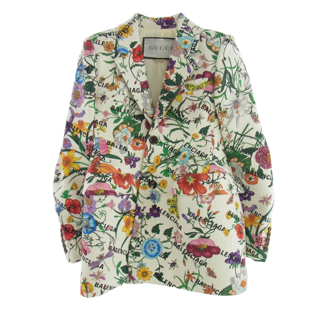 GUCCI グッチ BALENCIAGA バレンシアガ テーラード ジャケット ホワイト マルチカラー系 ホワイト系 44【極上美品】【中古】