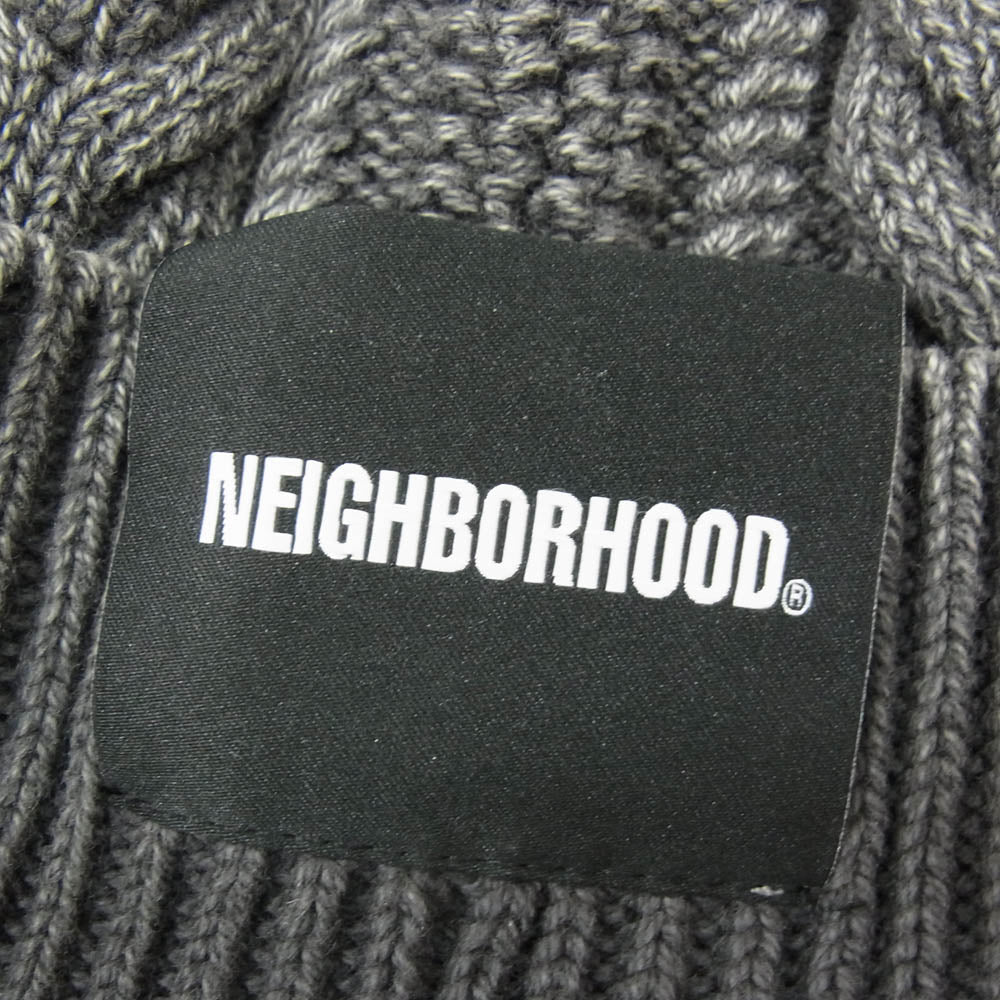 NEIGHBORHOOD ネイバーフッド 24AW 24213NH-HT01 WASHED CABLE BEANIE ストーン バイオウォッシュ加工ビーニー ケーブル編み ニットキャップ ブラック系 F【極上美品】【中古】