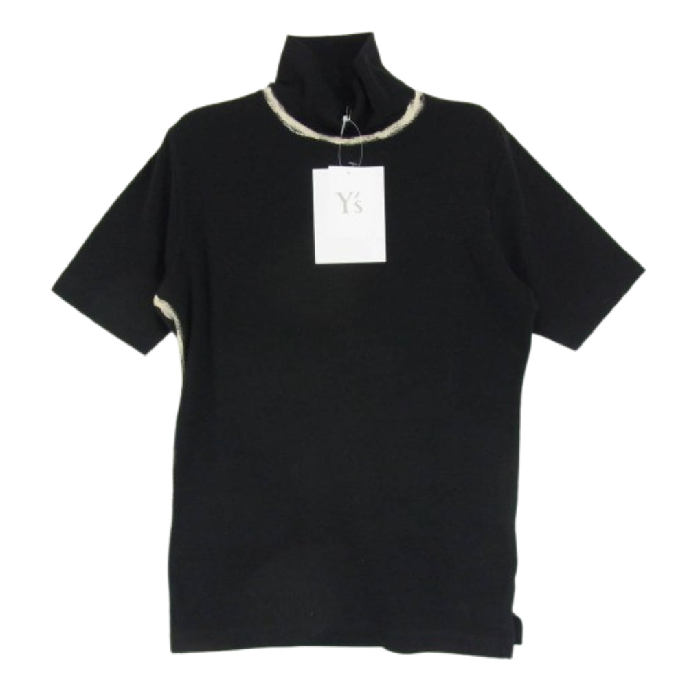 Y's Yohji Yamamoto ワイズ ヨウジヤマモト YB-T16-675-2 DISCHARGE PRINTING HIGH NECK HALF SLEEVE TEE ハイネック Tシャツ 半袖カットソー ブラック系 2【極上美品】【中古】