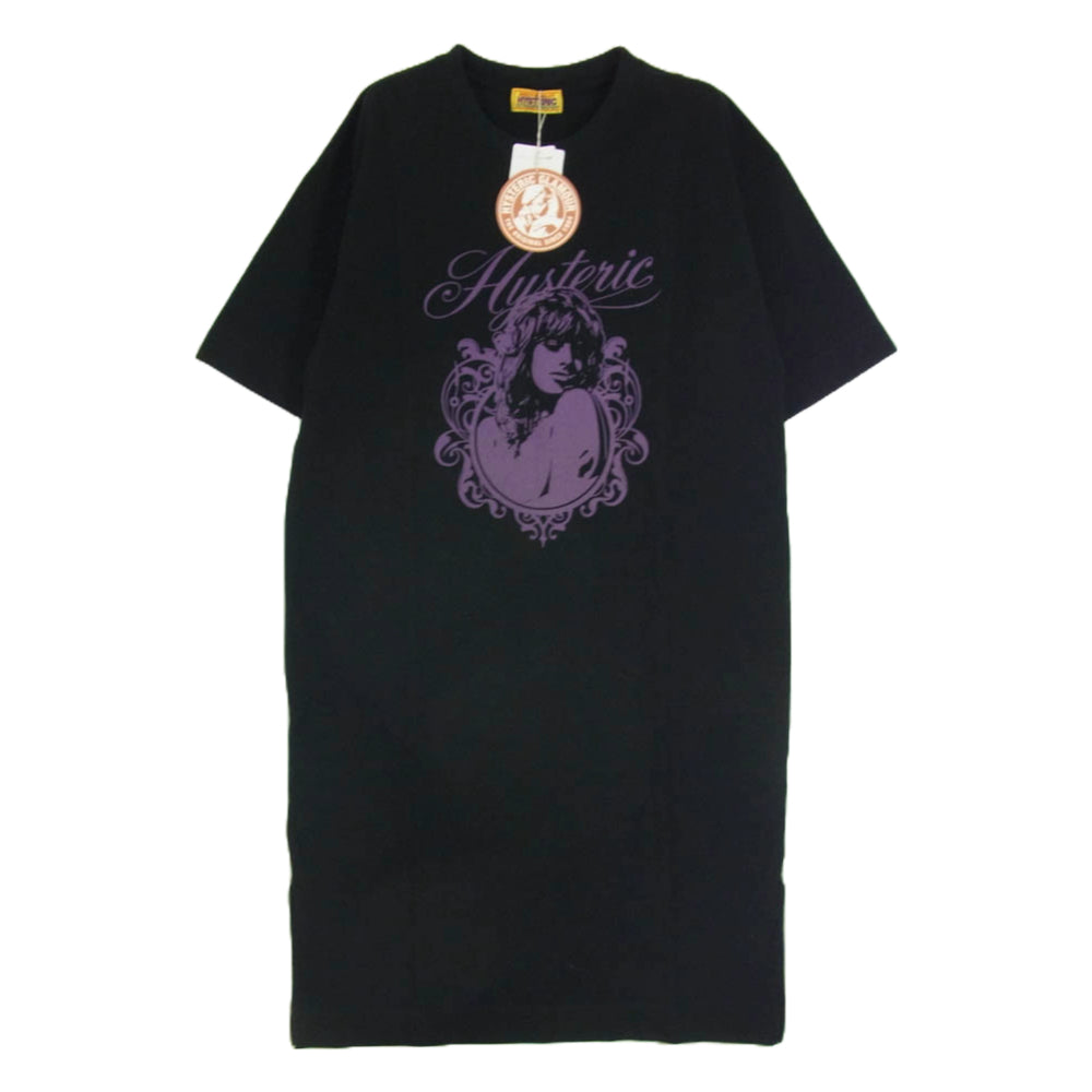 HYSTERIC GLAMOUR ヒステリックグラマー 22SS 01221CO02 HYSTERIC GIRL ヒスガールプリント 半袖 ワンピース ブラック系 FREE【新古品】【未使用】【中古】