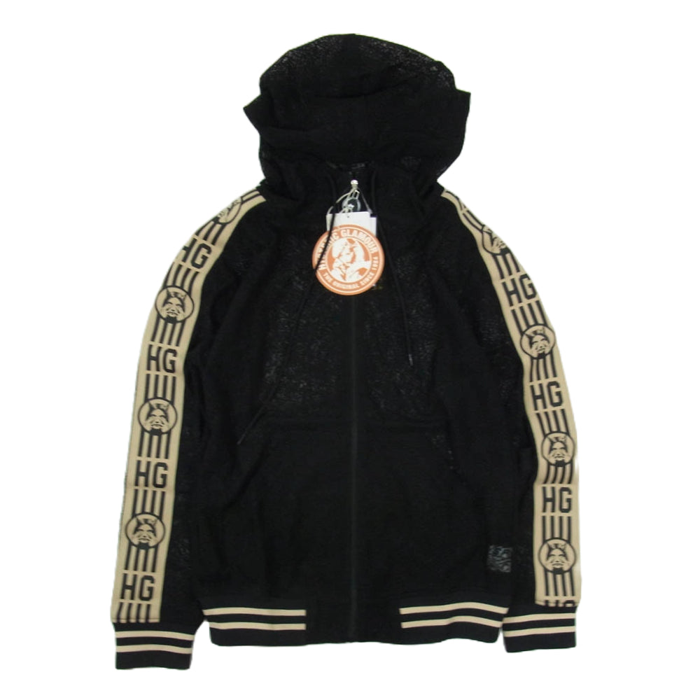 HYSTERIC GLAMOUR ヒステリックグラマー 23SS 01231AB03 STACKING LOGO ロゴライン ジャガード ジップ パーカー ブラック系 FREE【新古品】【未使用】【中古】