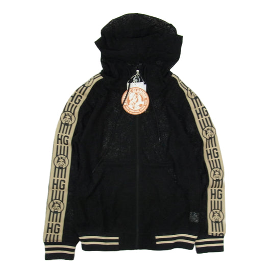 HYSTERIC GLAMOUR ヒステリックグラマー 23SS 01231AB03 STACKING LOGO ロゴライン ジャガード ジップ パーカー ブラック系 FREE【新古品】【未使用】【中古】