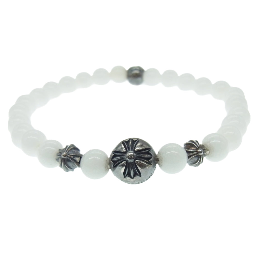 CHROME HEARTS クロムハーツ（原本無） BEAD 6mm クロスボール ホワイト ビーズ ブレスレット ホワイト系【中古】