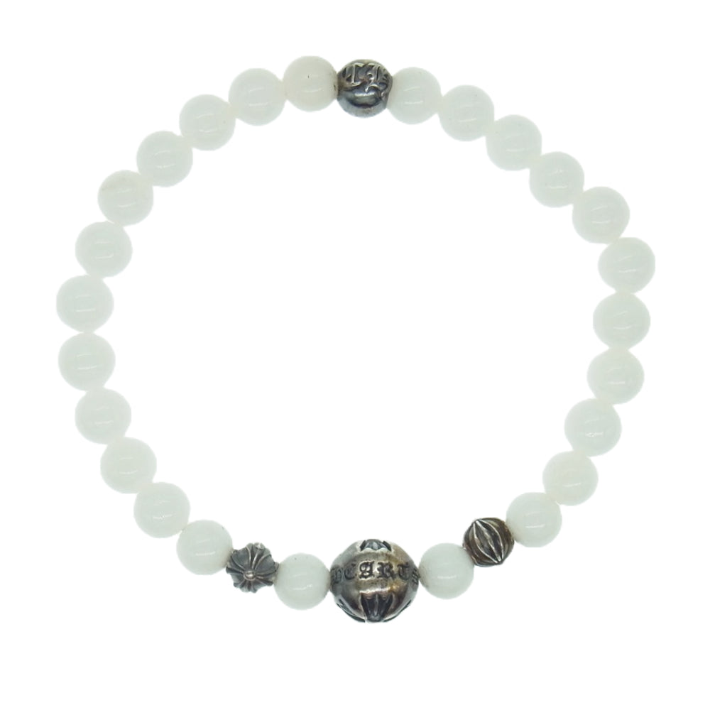CHROME HEARTS クロムハーツ（原本無） BEAD 6mm クロスボール ホワイト ビーズ ブレスレット ホワイト系【中古】
