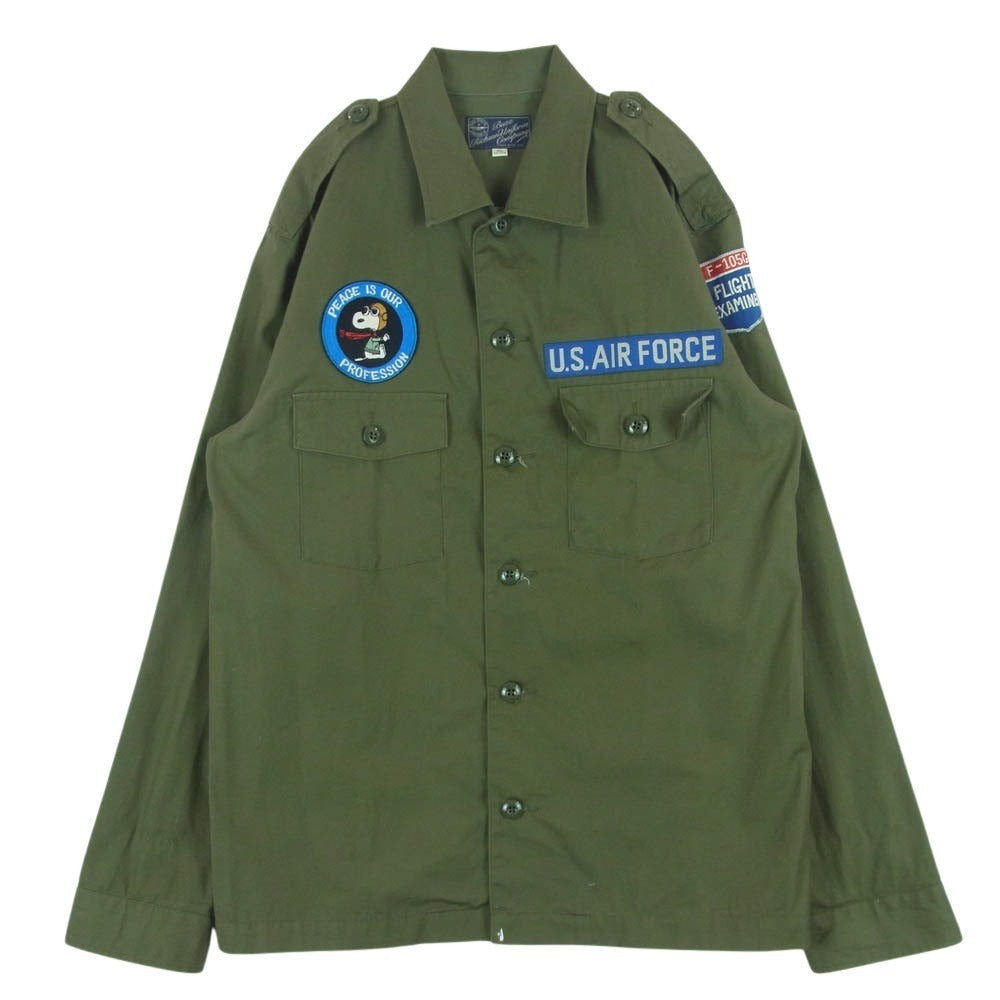 Buzz Rickson's バズリクソンズ BR27155 PEANUTS ピーナッツ VIETNAM UTILITY SHIRT CIVILIAN MODEL SNOOPY ベトナム ユーティリティー シャツ スヌーピー 長袖 グリーン系 17 - 17.5【中古】