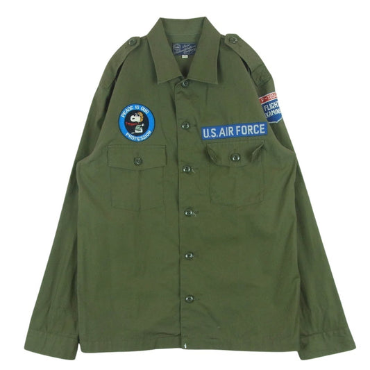 Buzz Rickson's バズリクソンズ BR27155 PEANUTS ピーナッツ VIETNAM UTILITY SHIRT CIVILIAN MODEL SNOOPY ベトナム ユーティリティー シャツ スヌーピー 長袖 グリーン系 17 - 17.5【中古】