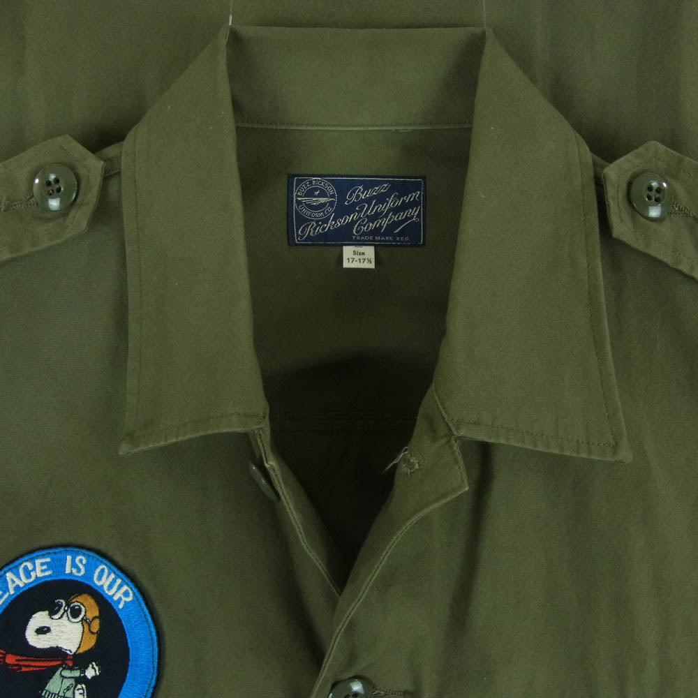 Buzz Rickson's バズリクソンズ BR27155 PEANUTS ピーナッツ VIETNAM UTILITY SHIRT CIVILIAN MODEL SNOOPY ベトナム ユーティリティー シャツ スヌーピー 長袖 グリーン系 17 - 17.5【中古】