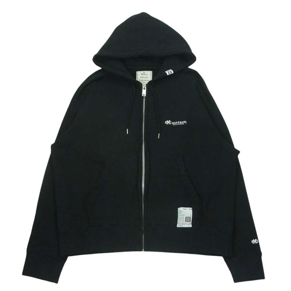 MIHARA YASUHIRO ミハラヤスヒロ J11PK511 ダメージ加工 ロゴ ジップ パーカー 日本製 ブラック系 48【中古】