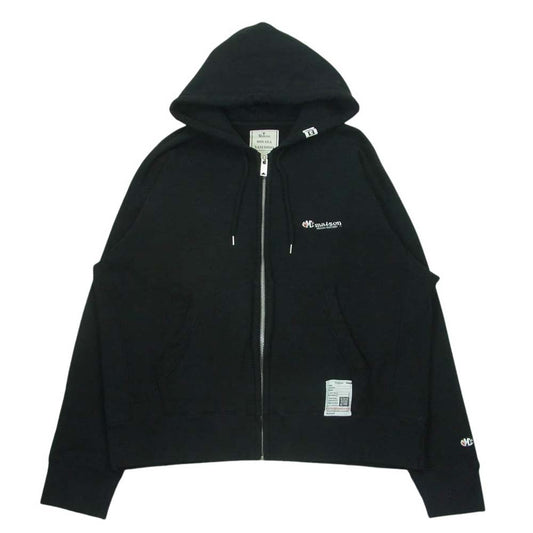 MIHARA YASUHIRO ミハラヤスヒロ J11PK511 ダメージ加工 ロゴ ジップ パーカー 日本製 ブラック系 48【中古】