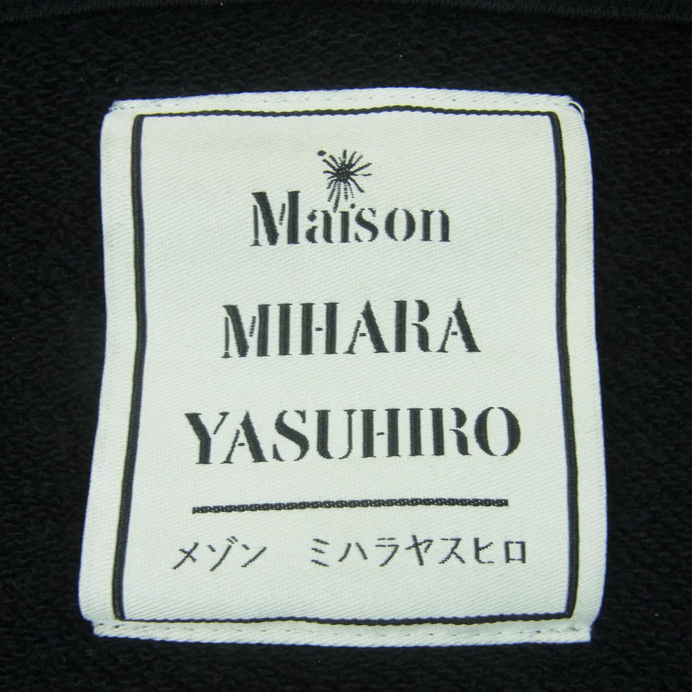 MIHARA YASUHIRO ミハラヤスヒロ J11PK511 ダメージ加工 ロゴ ジップ パーカー 日本製 ブラック系 48【中古】