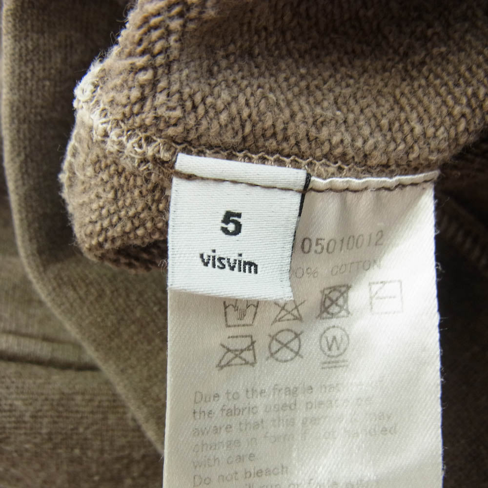 VISVIM ビズビム 17SS 0117105010012 JUMBO HOODIE P.O. (N.D.). ジャンボ フ－ディ プルオーバー スウェット パーカー ヴィンテージ USED 加工 サイズ5 ブラウン系 5【中古】