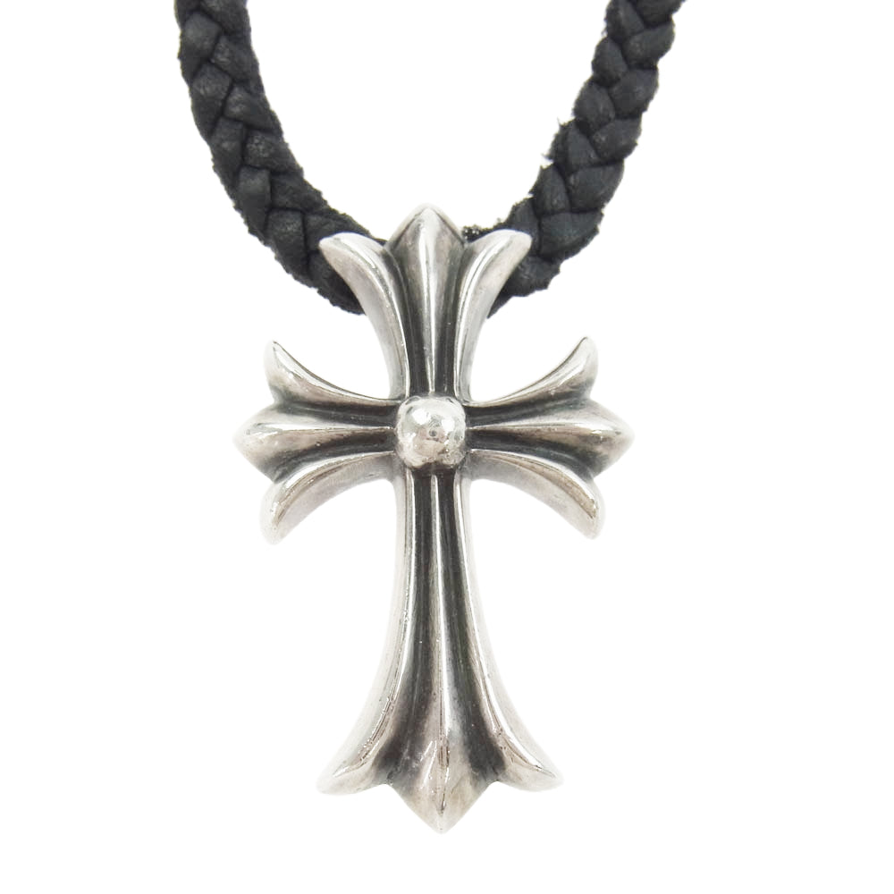 CHROME HEARTS クロムハーツ（原本無） CH CRS SML BC スモール CHクロス レザーブレイド Wボロチップ ネックレス シルバー系 ブラック系【中古】