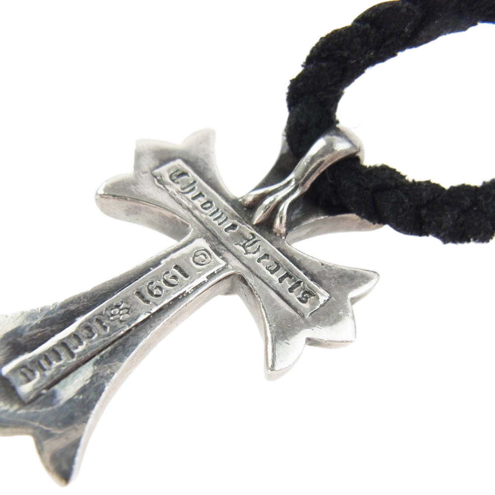 CHROME HEARTS クロムハーツ（原本無） CH CRS SML BC スモール CHクロス レザーブレイド Wボロチップ ネックレス シルバー系 ブラック系【中古】