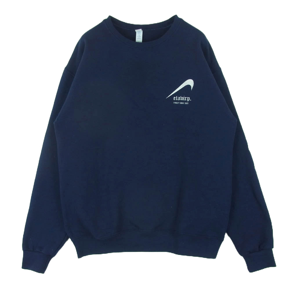 エタヴァープ Reverse Crew ロゴ刺繍 クルーネック スウェット トレーナー ホンジュラス製 ネイビー系 M【中古】