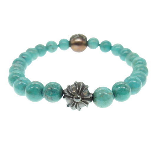 CHROME HEARTS クロムハーツ（原本有） BEAD25 8mm ターコイズ ビーズ ブレスレット ライトブルー系【中古】