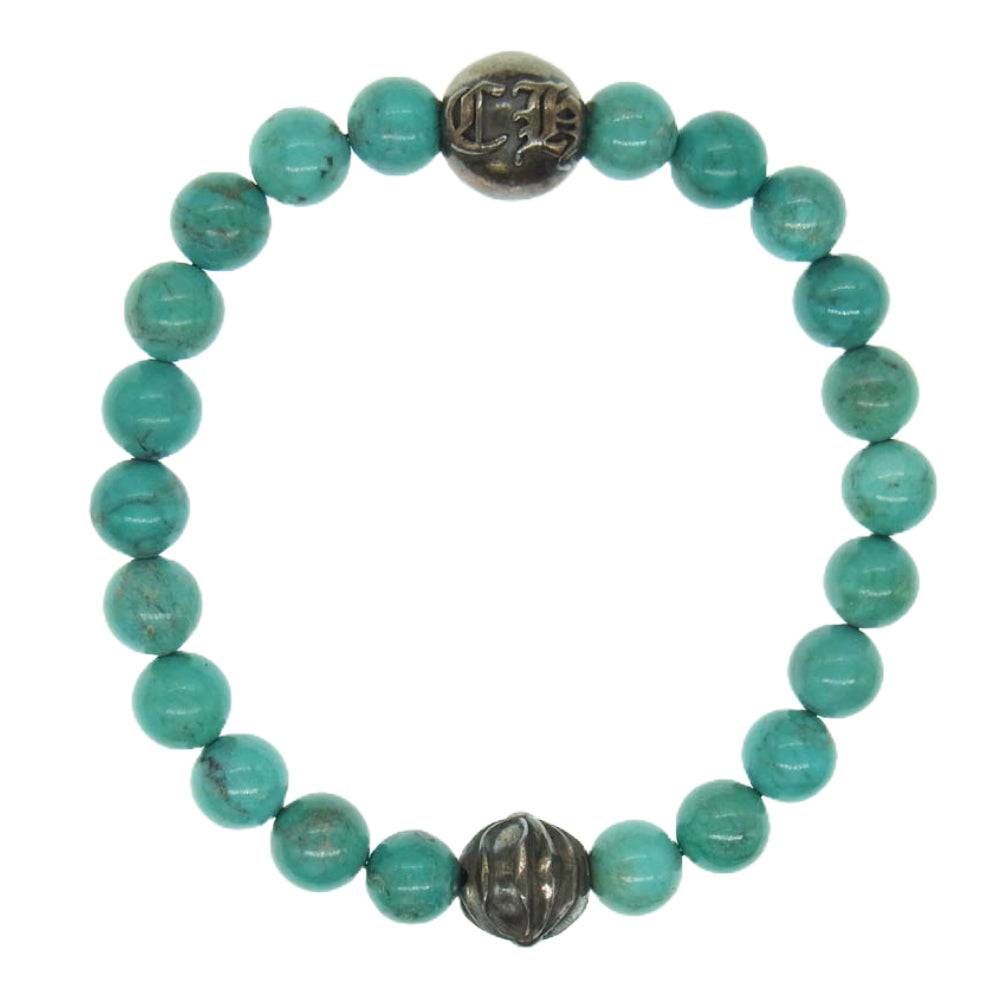 CHROME HEARTS クロムハーツ（原本有） BEAD25 8mm ターコイズ ビーズ ブレスレット ライトブルー系【中古】