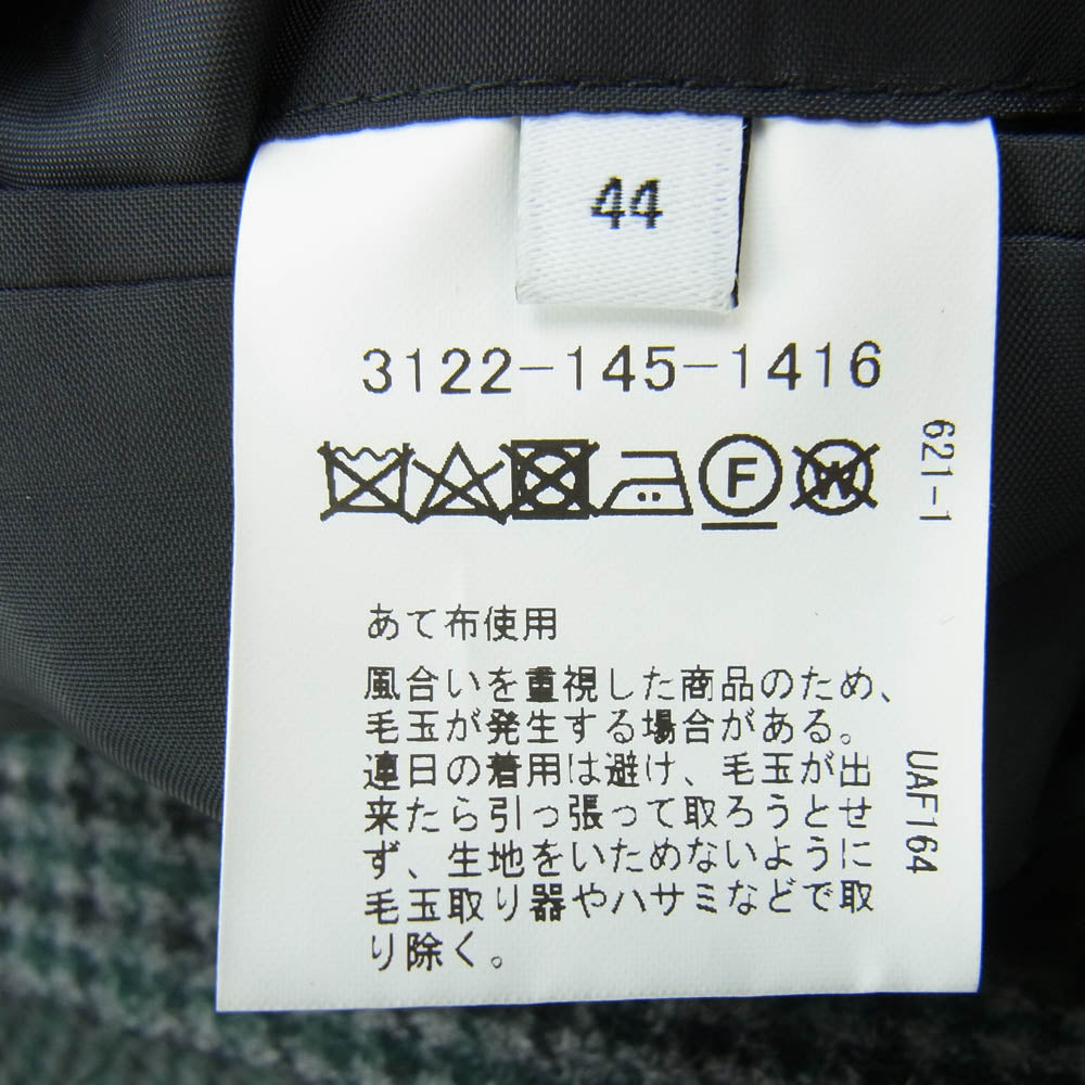 UNITED ARROWS ユナイテッドアローズ 3122-145-1416 green label relaxing テーラード ジャケット 千鳥格子 ツイード グレー系 グリーン系 44【中古】