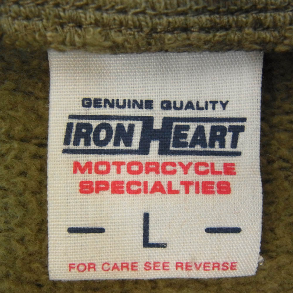IRON HEART アイアンハート ヘビーウェイト スウェット ジップ パーカー カーキ系 L【中古】