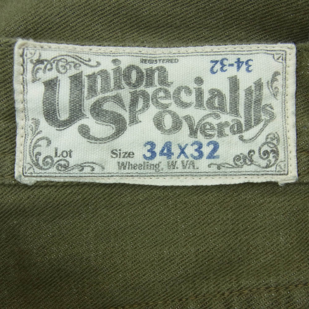 FREEWHEELERS フリーホイーラーズ GREASE MONKEY OVERALLS グリースモンキー オーバーオールズ パンツ グリーン系 34 × 32【中古】