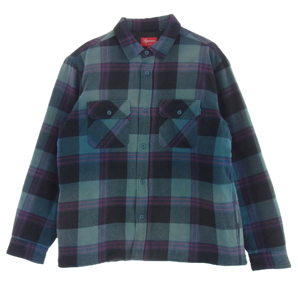 Supreme シュプリーム 20AW Quilted Flannel Shirt 裏地キルティング チェック ネル シャツ ブルー系【中古】