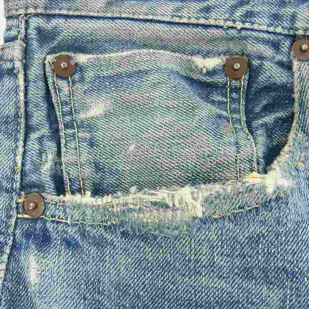 Levi's リーバイス オリジナル 50s 501XX BIGE 紙パッチ ボタン裏刻印無し 鉄製リベット刻印16 オフセット デニムパンツ ライトブルー系 W32インチ程度【中古】