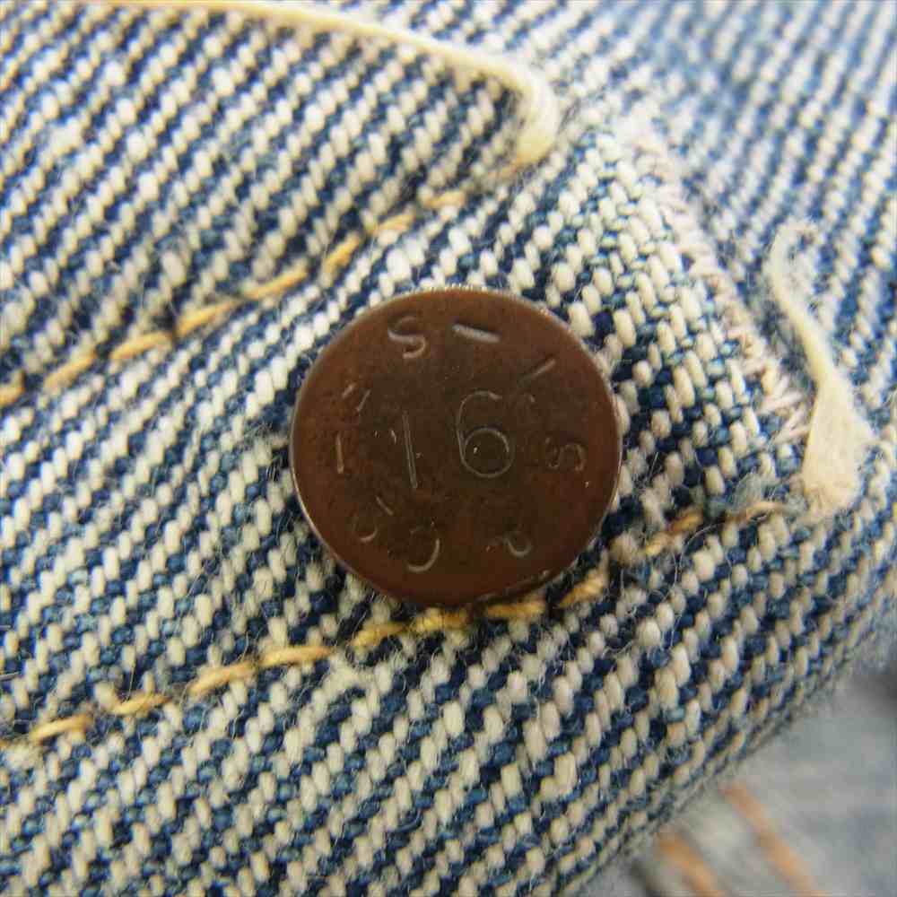 Levi's リーバイス オリジナル 50s 501XX BIGE 紙パッチ ボタン裏刻印無し 鉄製リベット刻印16 オフセット デニムパンツ ライトブルー系 W32インチ程度【中古】