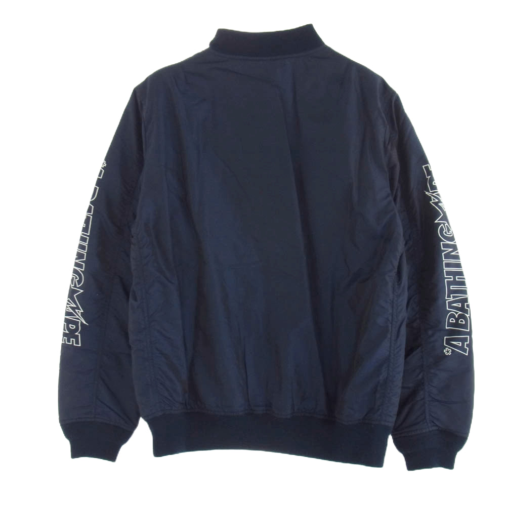 A BATHING APE アベイシングエイプ 001LJD301016X アームロゴ ボンバー ジャケット MA-1 TYPE ネイビー系 M【中古】
