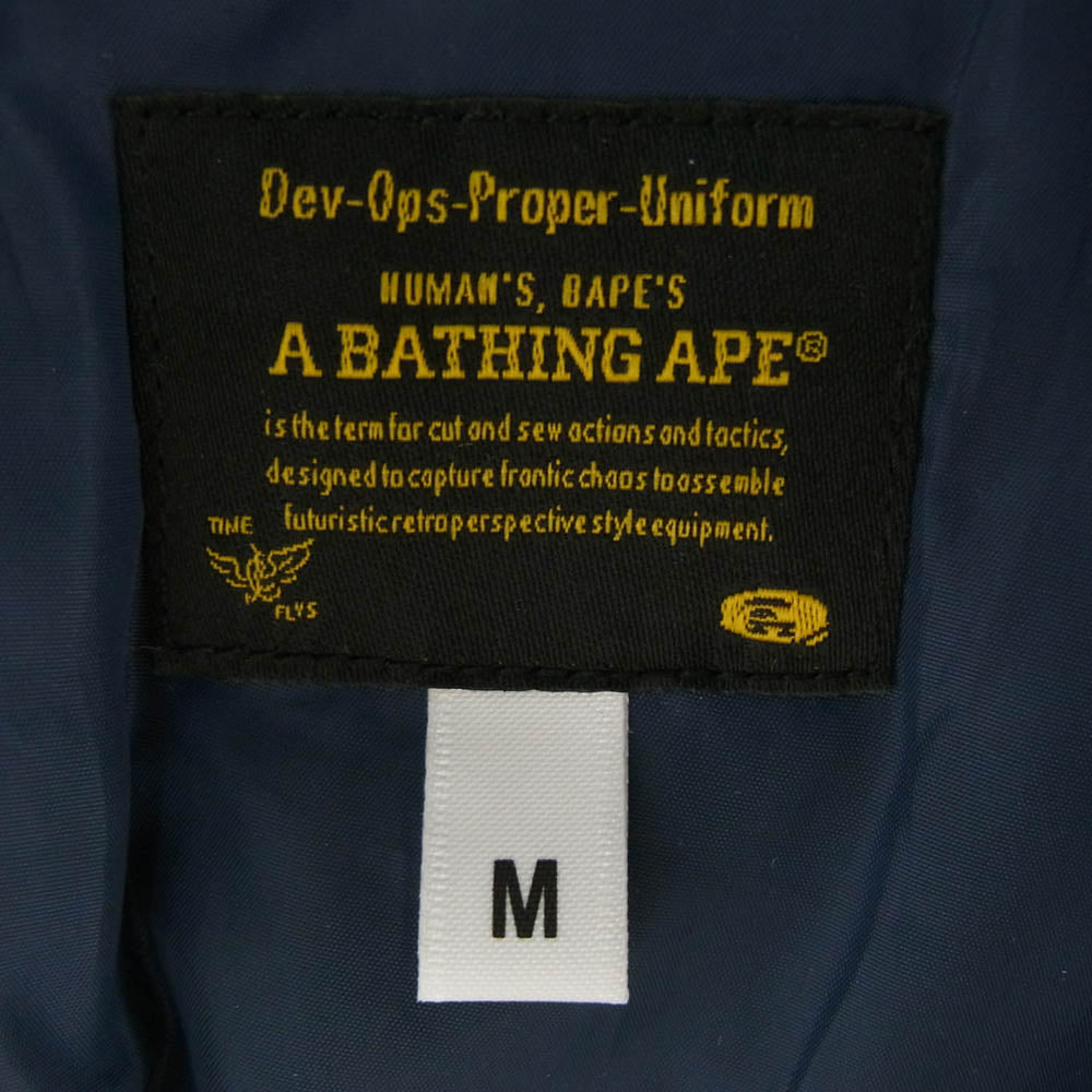 A BATHING APE アベイシングエイプ 001LJD301016X アームロゴ ボンバー ジャケット MA-1 TYPE ネイビー系 M【中古】