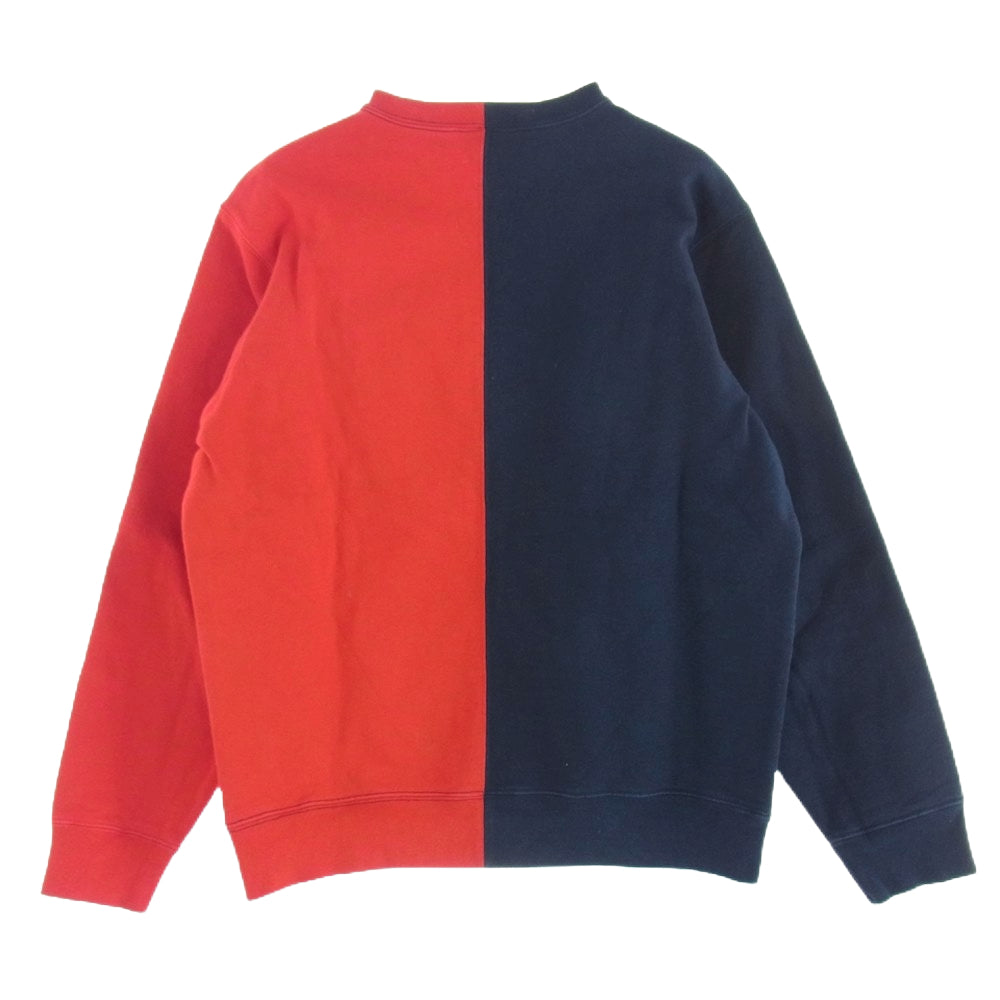 Supreme シュプリーム 18AW Split Crewneck Sweatshirt スプリット アーチロゴ クルーネック スウェット トレーナー バイカラー ネイビー系 レッド系 S【中古】