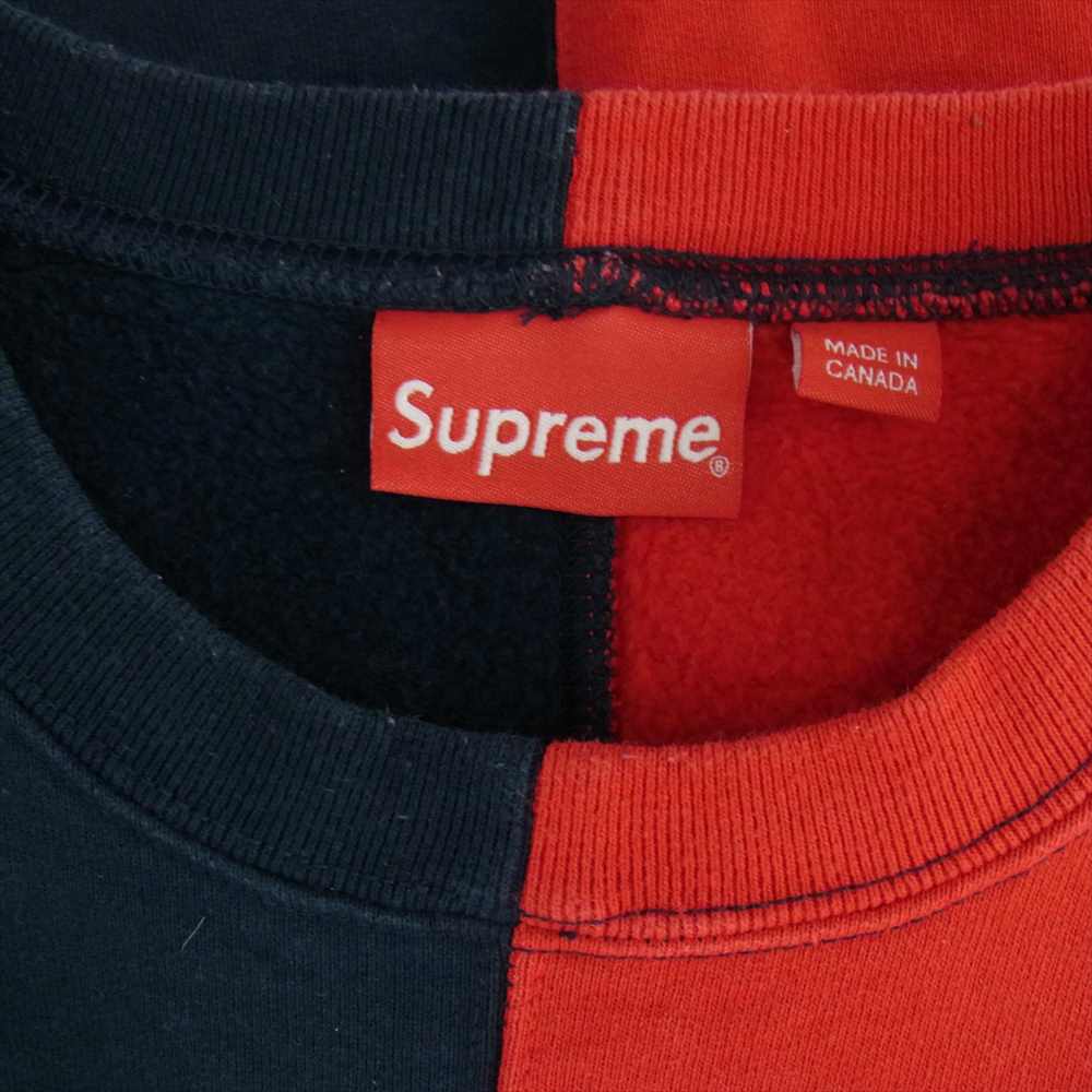 Supreme シュプリーム 18AW Split Crewneck Sweatshirt スプリット アーチロゴ クルーネック スウェット トレーナー バイカラー ネイビー系 レッド系 S【中古】