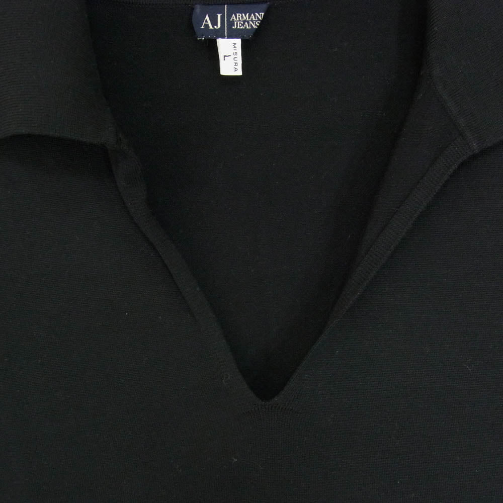 ARMANI JEANS アルマーニ・ジーンズ Z6W32TR-12 Vネック 半袖 ポロシャツ ブラック系 L【中古】